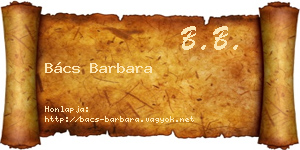 Bács Barbara névjegykártya